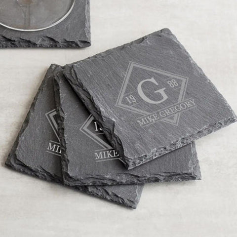 Diamond Personalised Engraved Slate Coasters - Set of 4