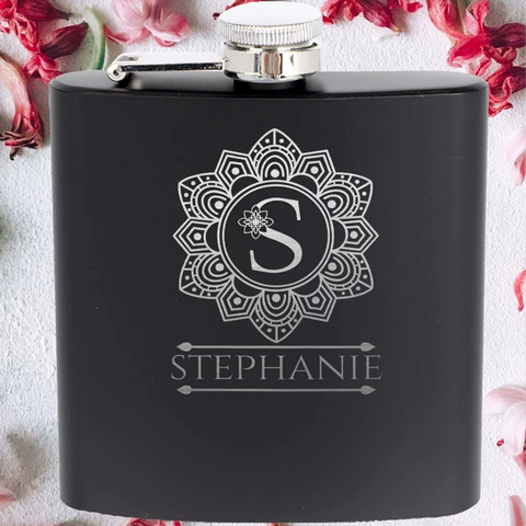 Africana Personalised Black Flask 4pc Gift Set