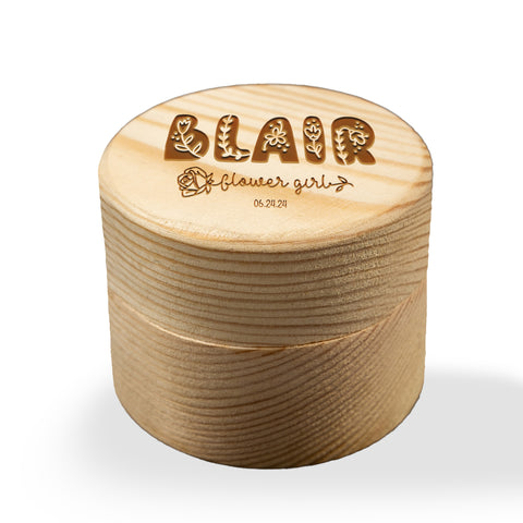 Little Flower Girl Personalised Wedding Small Round Gift Box for Flower Girl