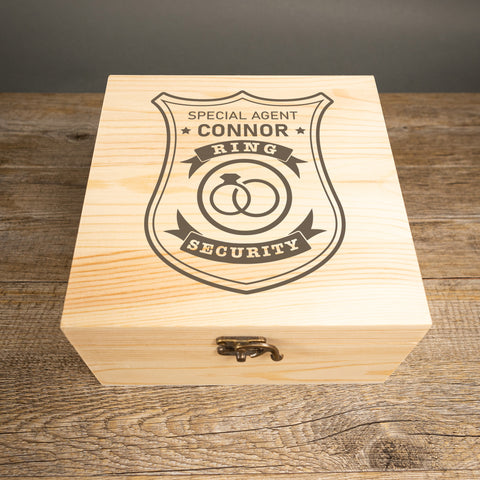 Personalised Ring Bearer Security Badge Square Keepsake Box