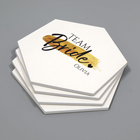 Personalised Team Bride Bridesmaid Acrylic Coaster Set