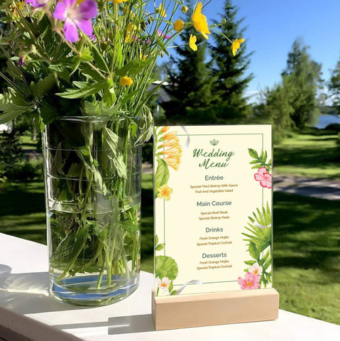 Personalised Tropical Flower Wedding Table Menu