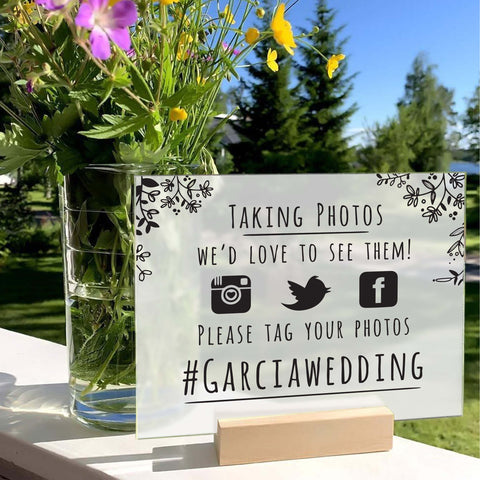 Customisable Wedding Photo Sign - Personalised Frosted Acrylic Sign for Guest Photos