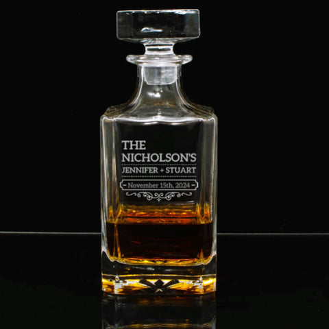 Classic Wedding Personalised Whiskey Decanter - Choice of 5 decanter styles