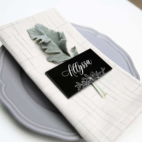 Rectangular Black Acrylic Wedding Place Card
