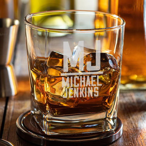 Manhattan Monogram Engraved Whiskey Glass