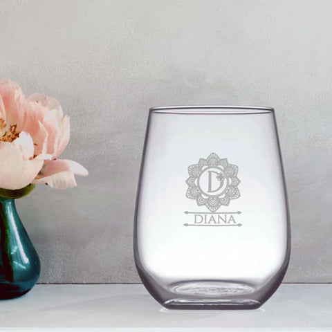 Africana Personalised Engraved Stemless Wine Glass