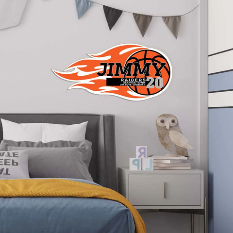 flaming basketball decor