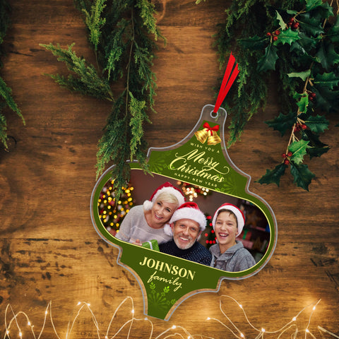 arabesque christmas photo ornament