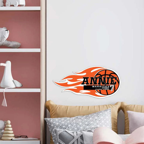 flaming basketball decor