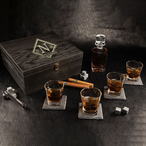 Godfather Engraved Decanter & Scotch Glasses Wooden Gift Box Set