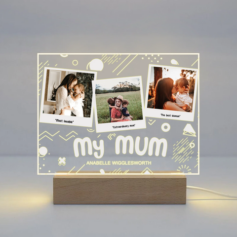My Mum Polaroid Acrylic Sign with LED Light Stand