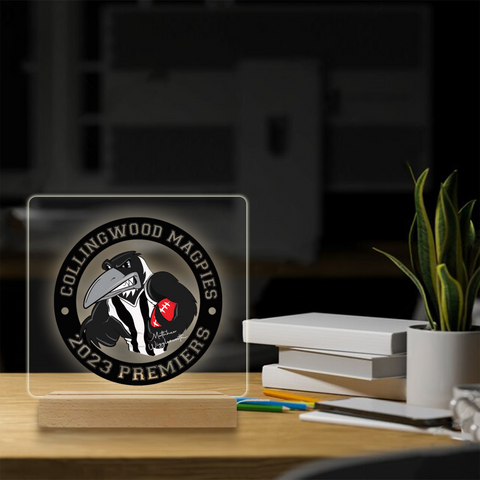 Collingwood Magpie Personalised Acrylic Printed Plaque with LED Stand