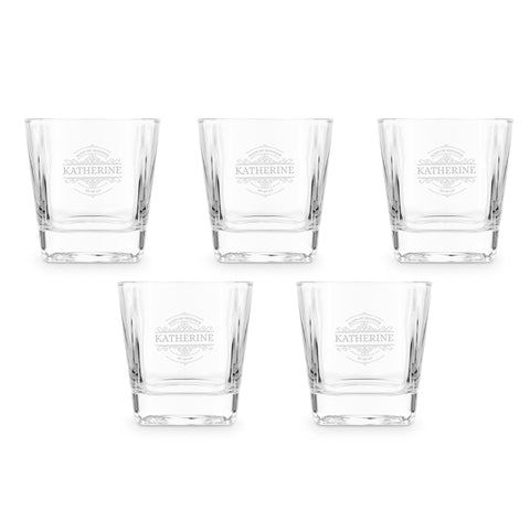 Wedding Party Whiskey Glass Gift Bundle - 5 Glasses