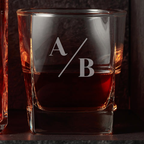 personalised two initials engraved whiskey glass