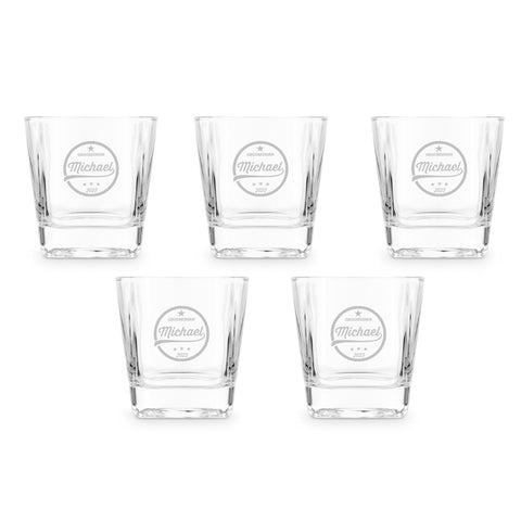 Wedding Party Whiskey Glass Gift Bundle - 5 Glasses