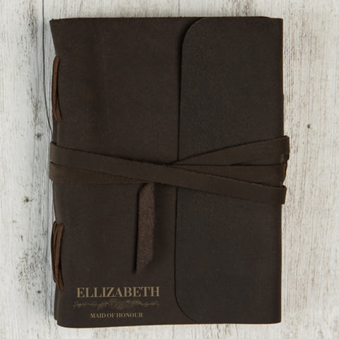 Personalised Elegant Rose Wedding Brown Leather Journal