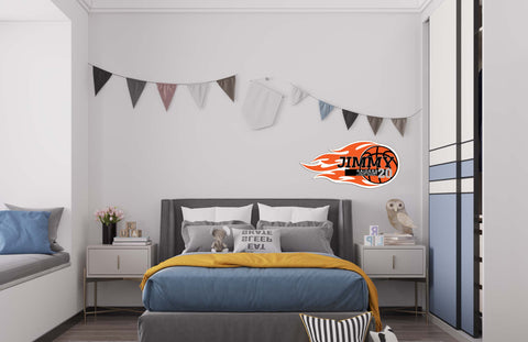 flaming basketball decor