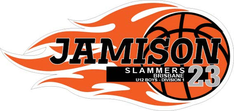 flaming basketball decor