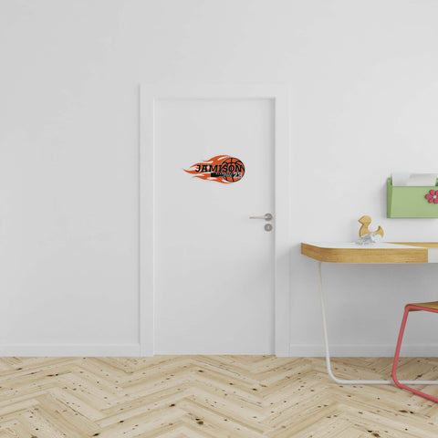 flaming basketball decor