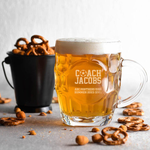 Basketball / Soccer Coach Personalised Engraved Beer Pint Mug Glass 570ml