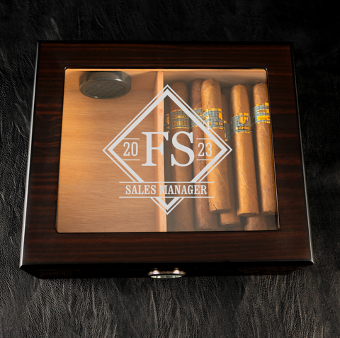 engraved cigar humidor