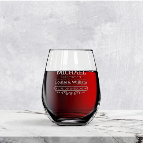 Classic Wedding Personalised Wine Glass
