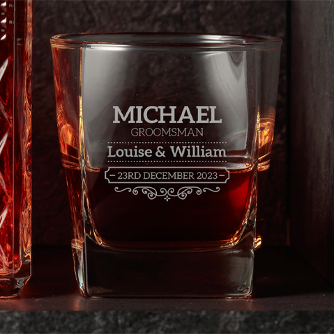 Classic Wedding Personalised Engraved Empire Whiskey Glass